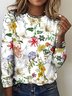 Damen Geblümt Kurzarm T-Shirts T-Shirt Rundhals Lässig Sommer Oberteile