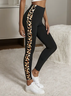Damen Leopard Lässig Alle Jahreszeiten Print Lang Leggings