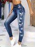Damen Denim-Print-Grafik Lässig Alle Jahreszeiten Print Lang Leggings