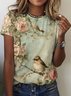 Damen Geblümt Kurzarm T-Shirts T-Shirt Rundhals Lässig Sommer Oberteile