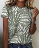 Damen Blätter Kurzarm T-Shirts T-Shirt Rundhals Lässig Sommer Oberteile