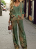 Damen Geblümt Print Zweiteiliges Set Täglich Langarm Lässig Frühling/Herbst Bluse mit Hose Matching Set