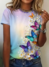 Damen Geblümt Kurzarm T-Shirts T-Shirt Rundhals Print Lässig Sommer T-Shirt mit Grafik Oberteile