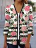 Damen Frühling/Herbst Oberbekleidung Lässig Geblümt Jersey Schal Jacke