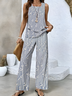 Damen 3d Drucken Zweiteiliges Set Täglich Ärmellos Lässig Sommer Bluse mit Hose Matching Set