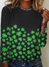 Damen Kleeblatt Langarm T-Shirts T-Shirt Rundhals Print Lässig Frühling/Herbst T-Shirt mit Grafik Oberteile