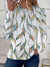 Damen Geometrisch Langarm T-Shirts T-Shirt Rundhals Print Lässig Frühling/Herbst T-Shirt mit Grafik Oberteile