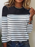 Damen Gestreift Langarm T-Shirts T-Shirt Rundhals Lässig Frühling/Herbst Oberteile