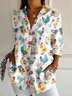 Damen Geometrisch Langarm Bluse Frühling/Herbst Hemdkragen Täglich Lässig Oberteile