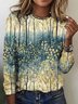 Damen Geblümt Langarm T-Shirts T-Shirt Rundhals Lässig Frühling/Herbst Oberteile
