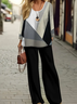 Damen Geometrisch Print Zweiteiliges Set Täglich Langarm Lässig Frühling/Herbst Bluse mit Hose Matching Set
