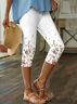 Damen Geblümt Caprihosen Elastische Taille Hose Lässig Sommer Hose