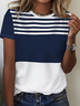 Damen Gestreift Kurzarm T-Shirts T-Shirt Rundhals Print Lässig Sommer T-Shirt mit Grafik Oberteile