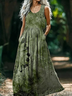 Damen Geblümt Ärmellos Sommer Print Kleid Rundhals Täglich Lässig Maxikleid Tanktop H-Linie Kleid