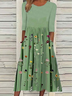 Damen Geblümt Kurzarm Sommer Print Kleid Rundhals Täglich Lässig Maxikleid Etuikleid H-Linie Kleid