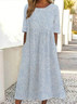 Damen Geblümt Kurzarm Sommer Print Kleid Rundhals Täglich Lässig Maxikleid Etuikleid H-Linie Kleid