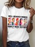 Damen Textbriefe Kurzarm T-Shirts T-Shirt Rundhals Lässig Sommer Oberteile