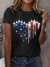 Damen Tag der Unabhängigkeit (Flagge) Kurzarm T-Shirts T-Shirt Rundhals Print Lässig Sommer T-Shirt mit Grafik Oberteile