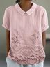 Damen Unifarben Halbarm Bluse Sommer Schalkragen Täglich Lässig Oberteile