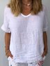 Damen Unifarben Kurzarm Bluse Sommer Rundhals Täglich Lässig Oberteile