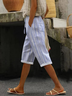 Damen Gestreift Fünfte Hose Hose Lässig Sommer Hose
