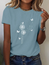 Damen Geblümt Kurzarm T-Shirts T-Shirt Rundhals Print Lässig Sommer T-Shirt mit Grafik Oberteile