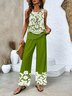 Damen Geblümt Zweiteiliges Set Täglich Ärmellos Lässig Sommer Matching Set