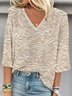 Damen 3d Drucken Dreiviertelärmel Bluse Frühling/Herbst V-Ausschnitt Täglich Lässig Oberteile