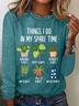 Damen Textbriefe Langarm Bluse Frühling/Herbst Rundhals Täglich Lässig Oberteile