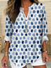 Damen Geometrisch Halbarm Bluse Sommer Schalkragen Täglich Lässig Oberteile