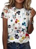 Damen Geblümt Kurzarm T-Shirts T-Shirt Rundhals Lässig Sommer Oberteile
