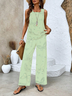 Damen Schmetterling Print Zweiteiliges Set Täglich Ärmellos Lässig Sommer Bluse mit Hose Matching Set