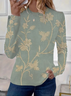 Damen Geblümt Langarm T-Shirts T-Shirt Rundhals Print Lässig Frühling/Herbst T-Shirt mit Grafik Oberteile