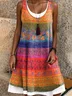 Damen Ethnisch Ärmellos Sommer Kleid Rundhals Täglich Lässig Midi A-Linien-Kleid