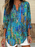 Damen Geometrisch Halbarm Bluse Sommer Schalkragen Täglich Lässig Oberteile