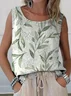 Damen Ärmellos Tanktop Oberteile Leibchen Sommer Geblümt Print Rundhals Täglich Lässig Oberteile