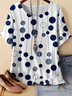 Damen Polka Dots Dreiviertelärmel T-Shirts T-Shirt Rundhals Retro Frühling/Herbst Oberteile
