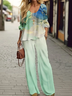 Damen Abstrakt Print Zweiteiliges Set Täglich Langarm Lässig Frühling/Herbst Bluse mit Hose Matching Set