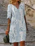 Damen Gestreift Halbarm Sommer Print Kleid V-Ausschnitt Täglich Lässig Mini Etuikleid H-Linie Kleid