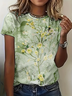 Damen Geblümt Kurzarm T-Shirts T-Shirt Rundhals Print Lässig Sommer T-Shirt mit Grafik Oberteile