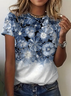Damen Geblümt Kurzarm T-Shirts T-Shirt Rundhals Print Lässig Sommer T-Shirt mit Grafik Oberteile
