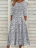 Damen Geblümt Kurzarm Sommer Print Kleid Rundhals Täglich Lässig Maxikleid Etuikleid H-Linie Kleid