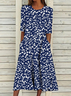 Damen Geblümt Kurzarm Sommer Print Kleid Rundhals Täglich Lässig Maxikleid Etuikleid H-Linie Kleid