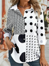 Damen Polka Dots Langarm Bluse Frühling/Herbst Hemdkragen Täglich Lässig Oberteile