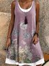 Damen Geblümt Ärmellos Sommer Kleid Rundhals Täglich Lässig Midi A-Linien-Kleid