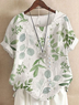 Damen Geblümt Kurzarm Bluse Sommer Print Rundhals Täglich Lässig Oberteile