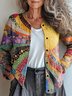 Damen 3d Drucken Lässig Frühling/Herbst Strickjacke