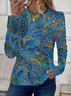 Damen Abstrakt Langarm T-Shirts T-Shirt Rundhals Print Lässig Frühling/Herbst T-Shirt mit Grafik Oberteile