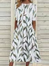 Damen Geblümt Halbarm Sommer Print Kleid Rundhals Täglich Lässig Maxikleid A-Linien-Kleid