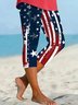 Damen Amerika-Flagge Elastische Taille Retro Sommer Caprihosen Leggings
